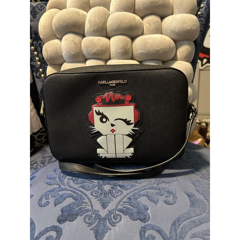 Rare in US! Karl Lagerfeld Paris Black Maybelle Choupette Camera Crossbody